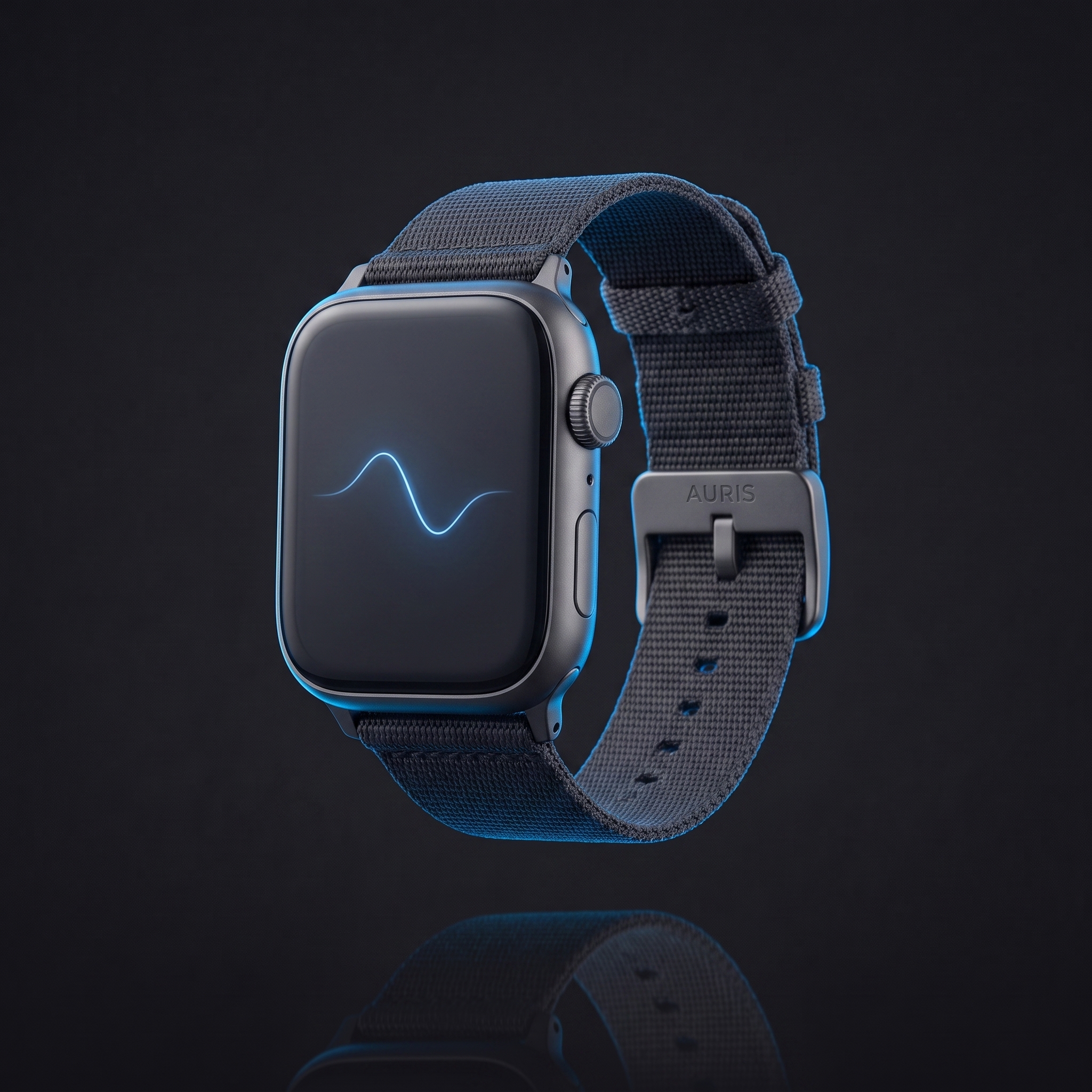 AURIS Pulse wrist companion showing a live sound waveform
